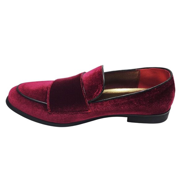 Cosidram Mens Red Velvet Double Monk Strap Loafers dress Shoes Size 8 - Picture 11 of 12